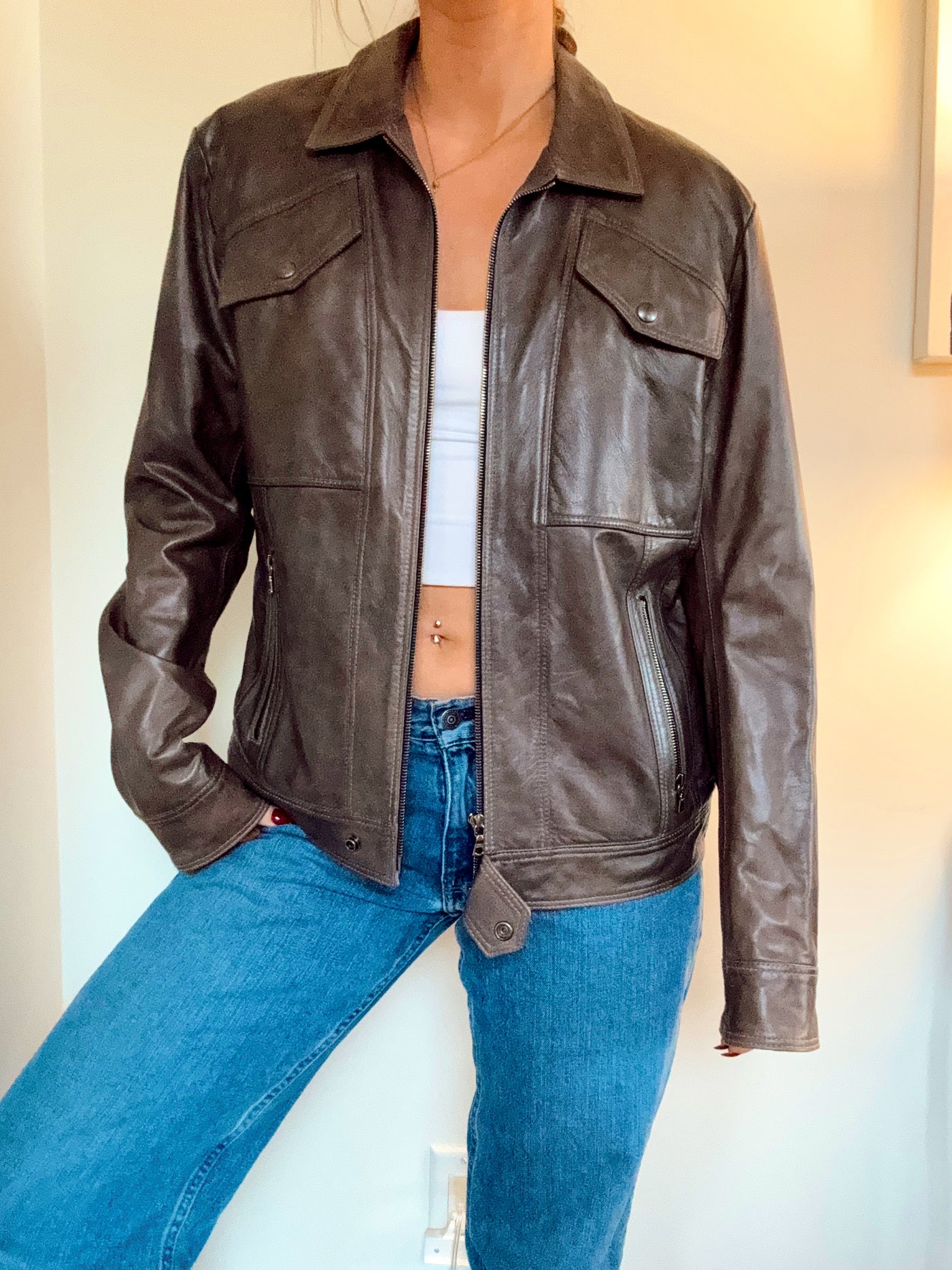 Vintage stable brown vegan leather