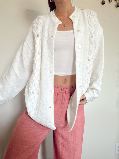 Vintage cloud haven white knit cardigan