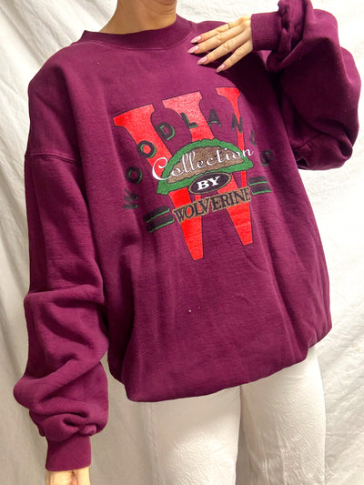 Vintage Woodlands by wolverine maroon crewneck