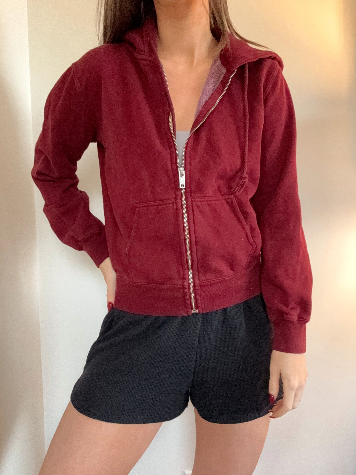 Brandy Melville maroon zip up