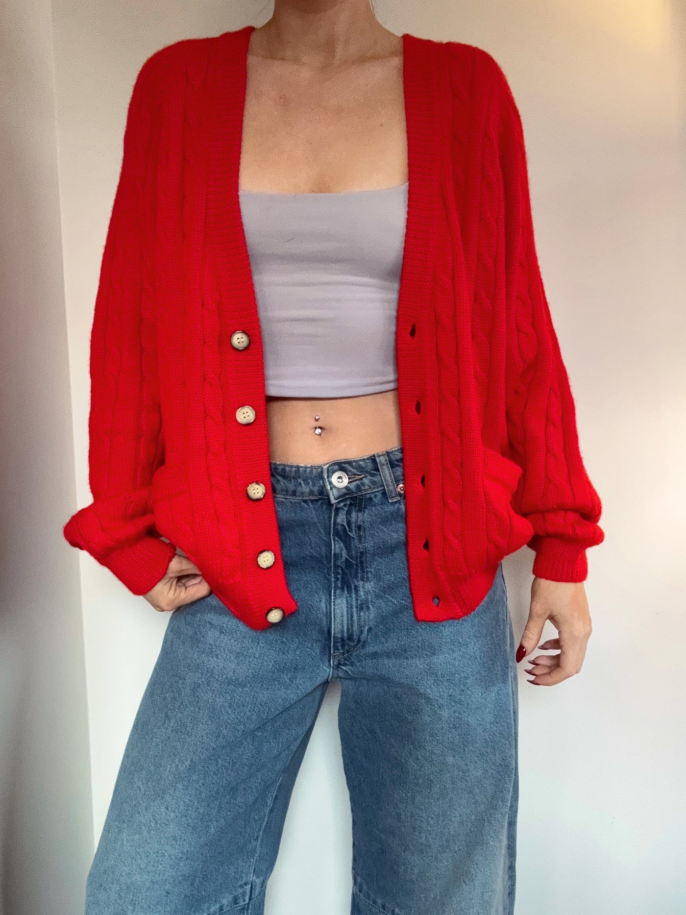 Vintage red cider knit cardigan