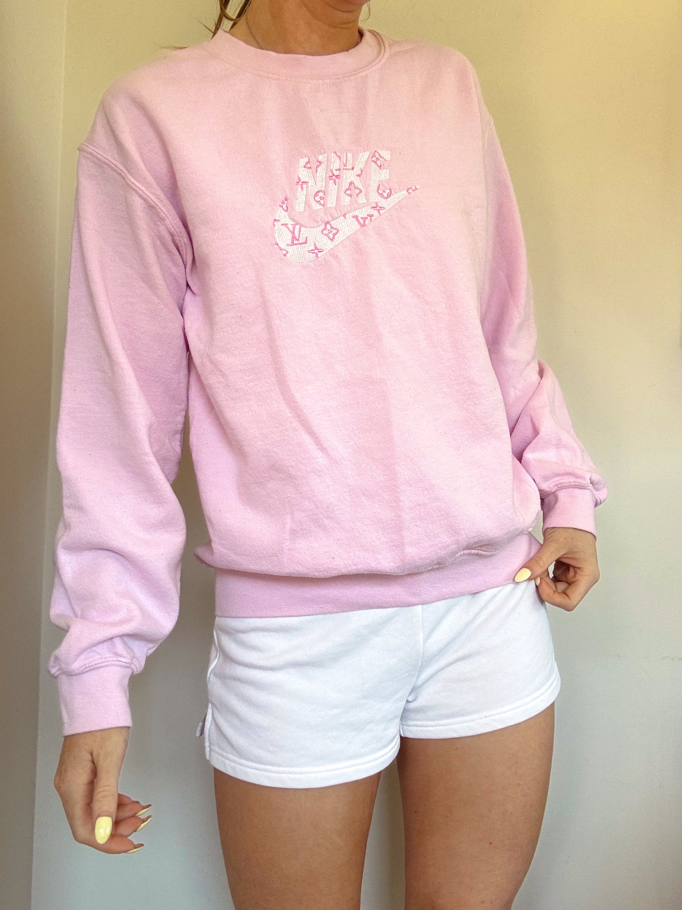 Nike LV inspired bubblegum pink crewneck