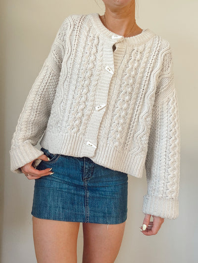 Vintage Birch wood knit chunky cardigan