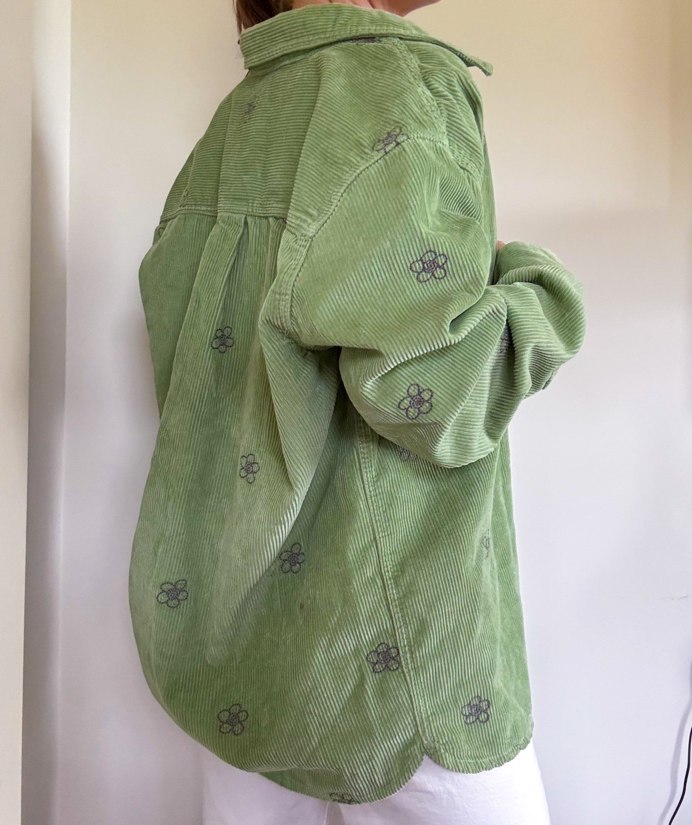 Urban outfitters Green floral corduroy button up