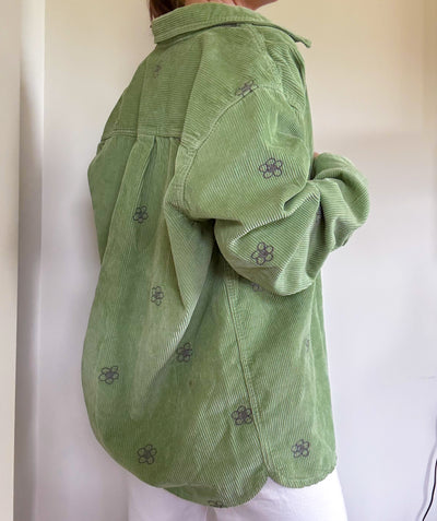 Urban outfitters Green floral corduroy button up