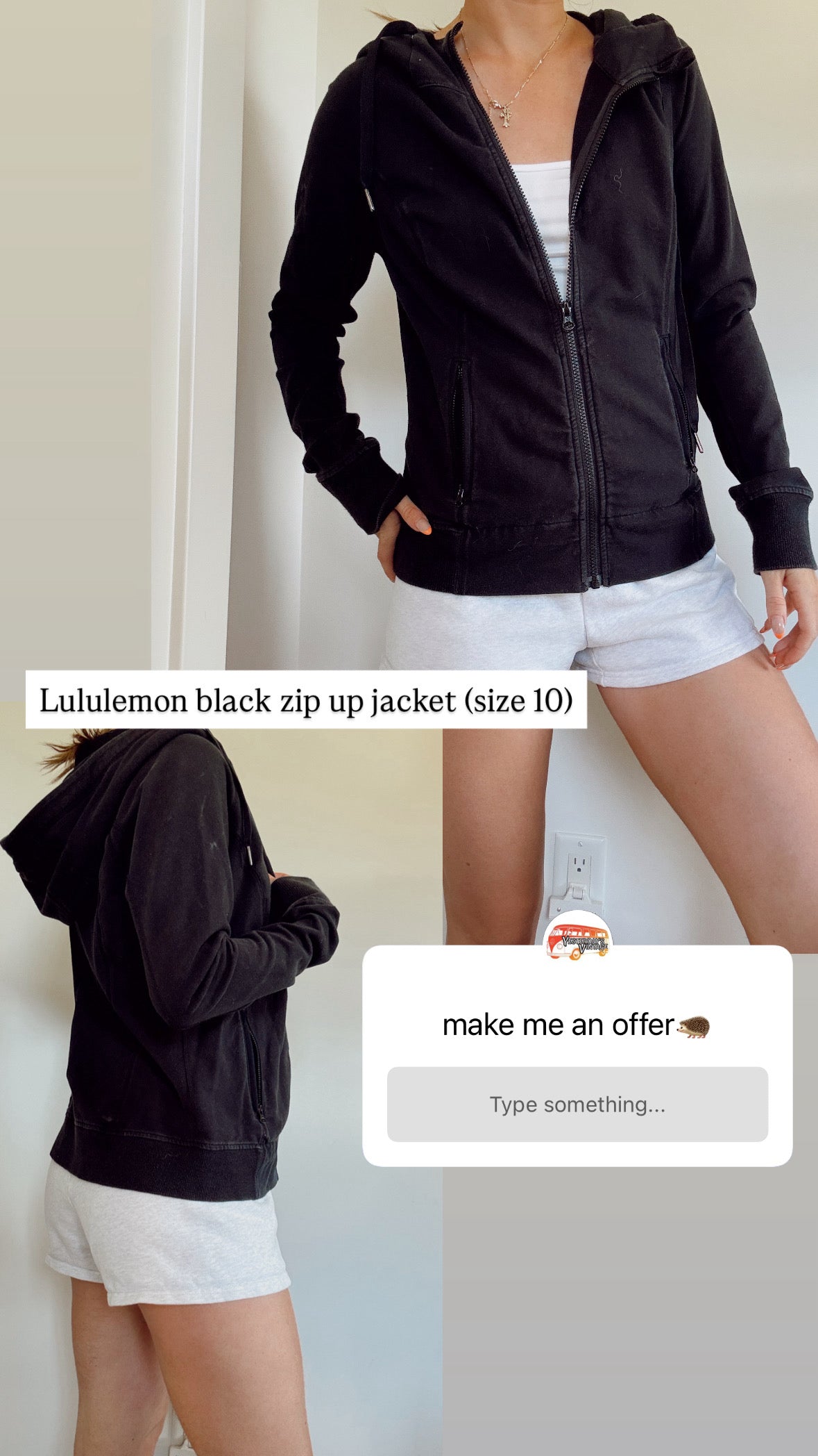 Lululemon black zip up jacket