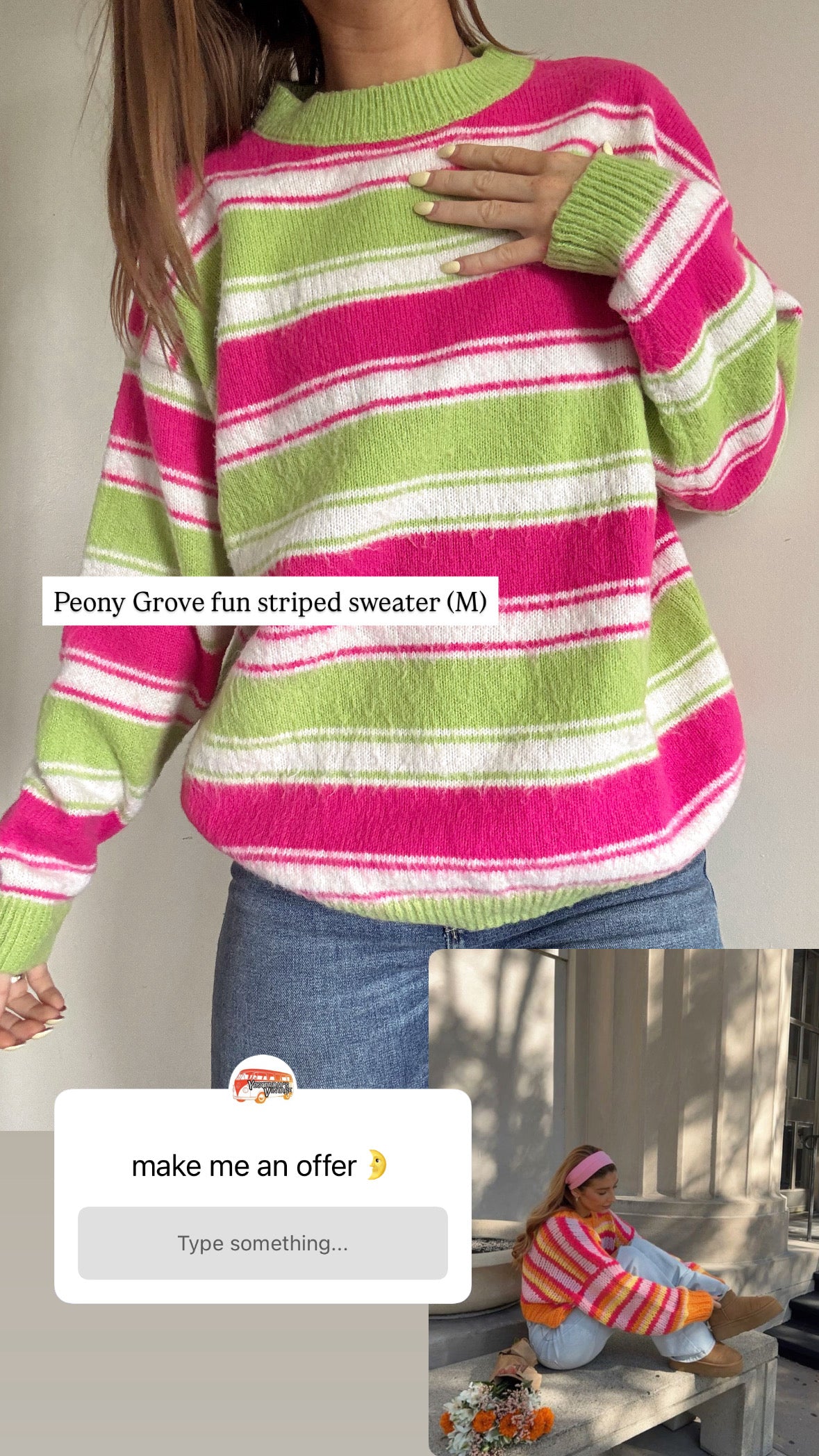 Peony grove striped sweater