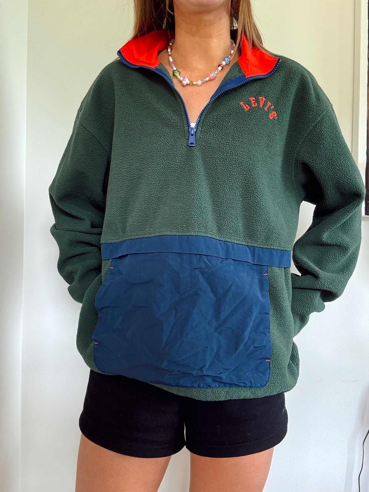 Levi’s green fleece quarter zip