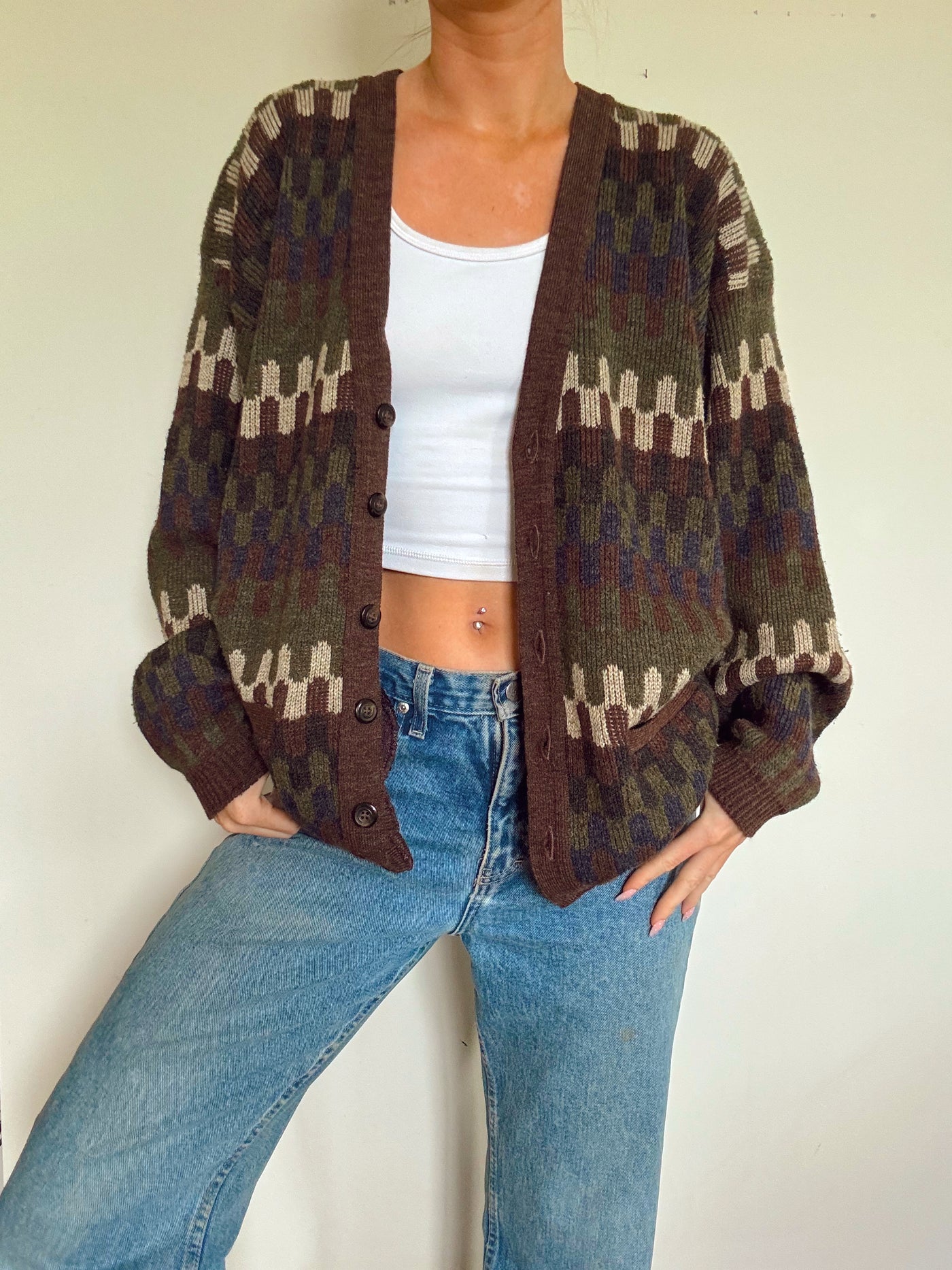 Vintage Earth’s floor knit cardigan