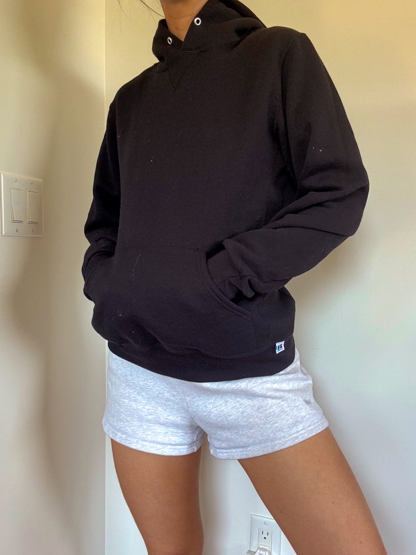 Black Russell staple hoodie