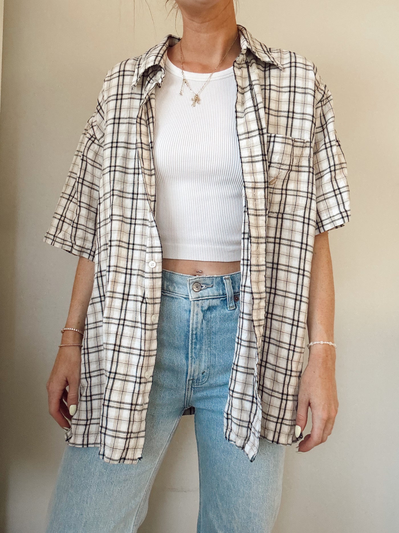 Vintage Nautica plaid button up ￼