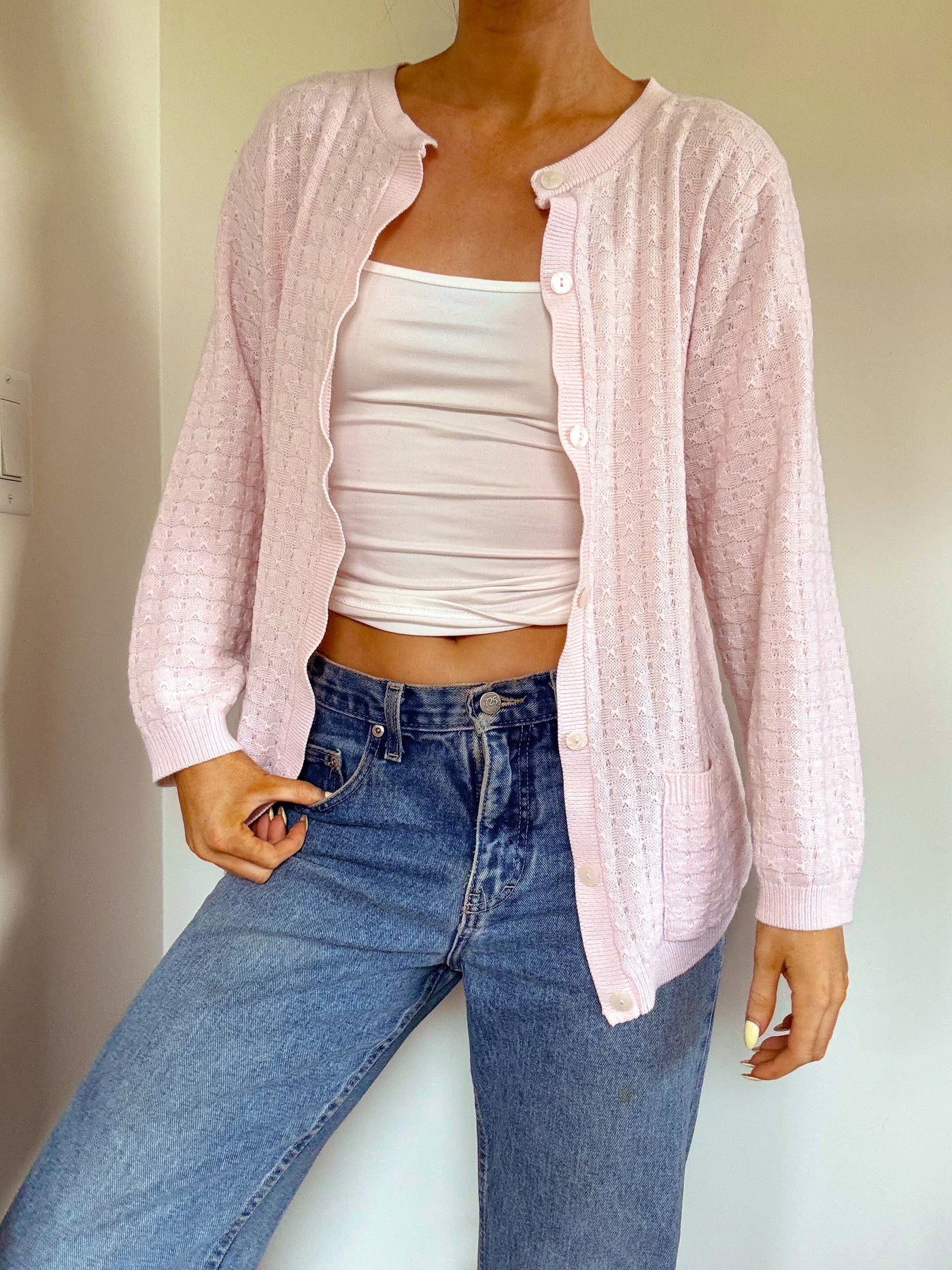Vintage blush harvest knit cardigan