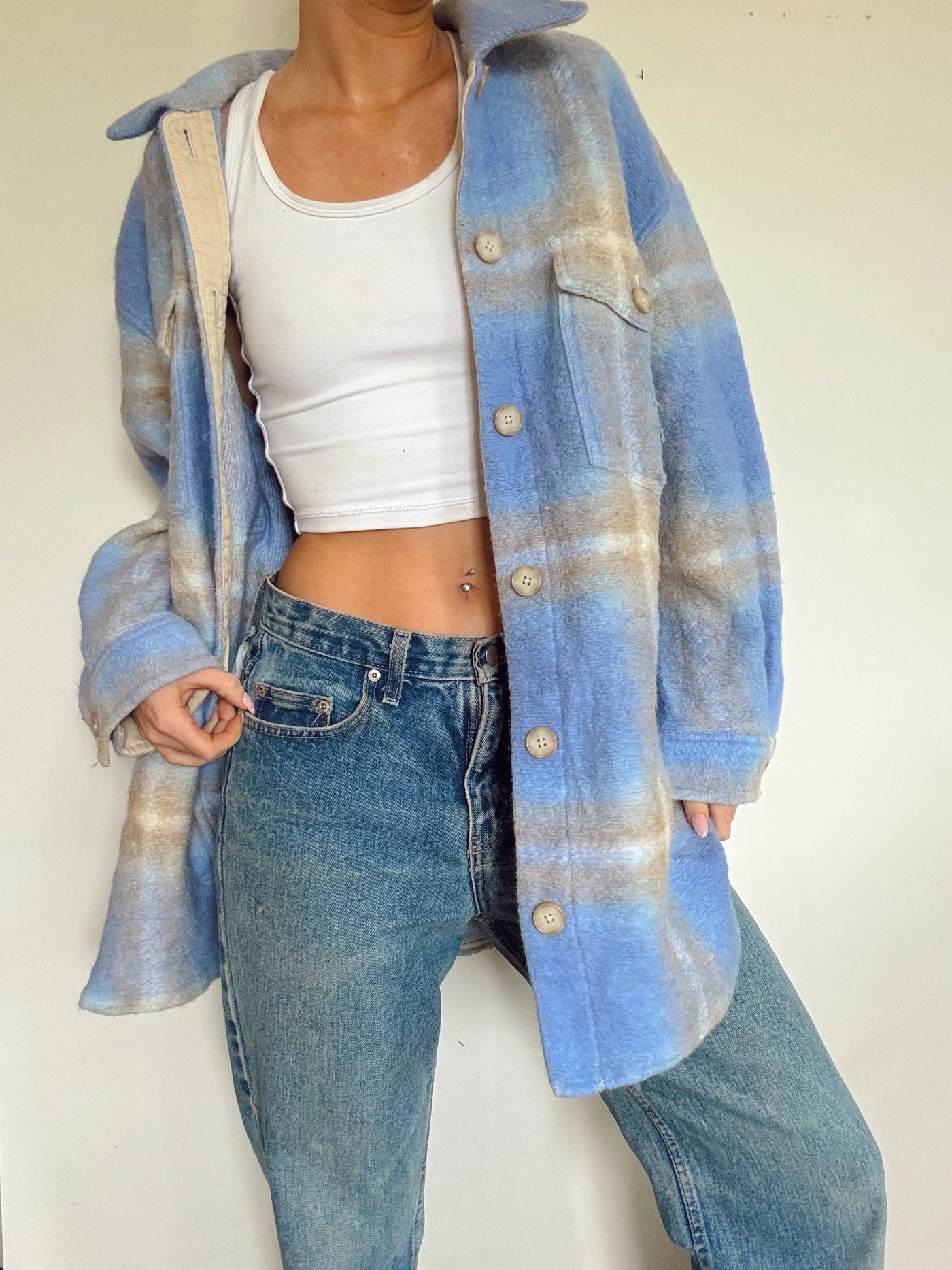Aritzia Wilfred frosted berry blue gana shirt jacket