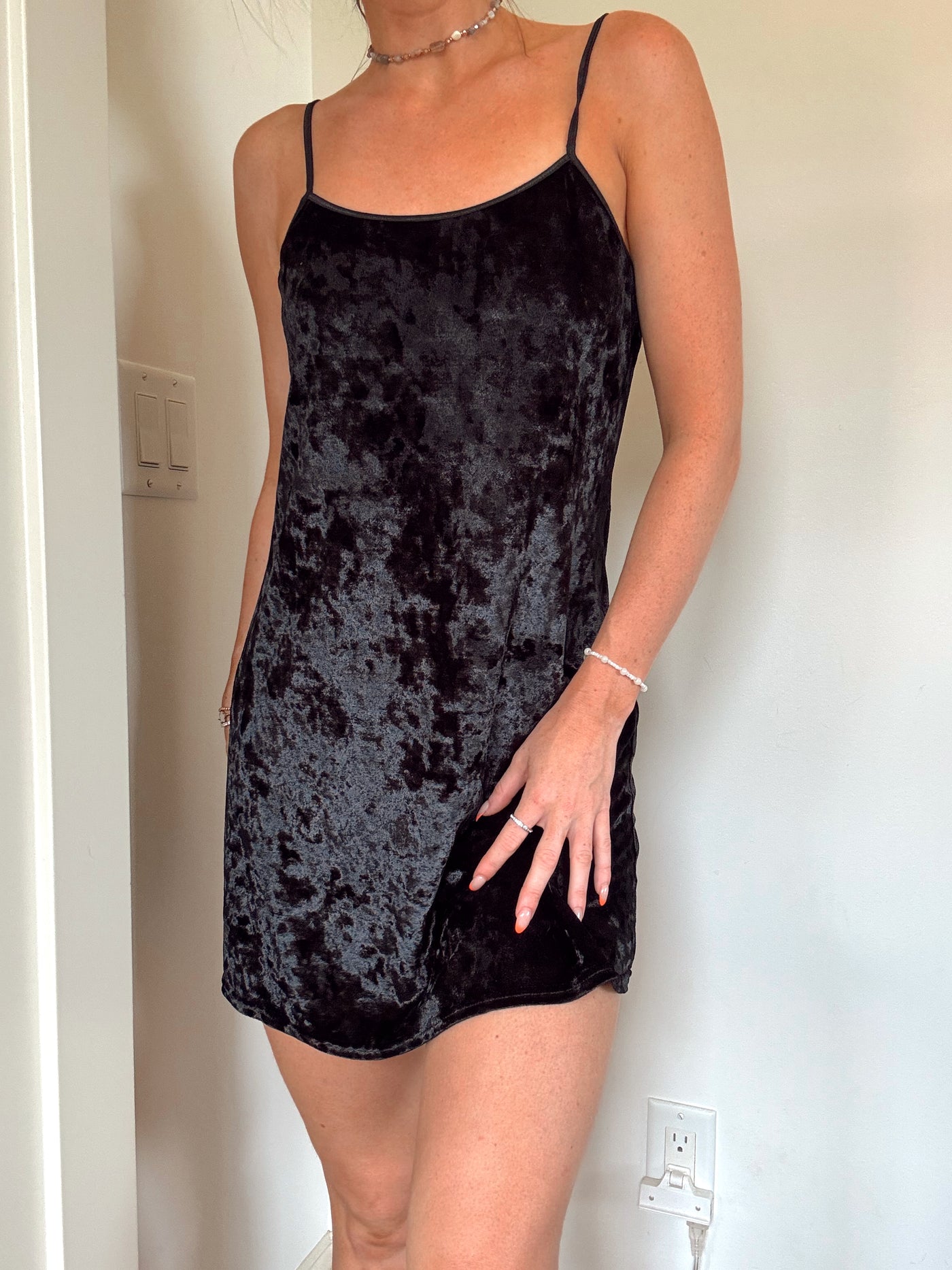 Black moonlit slip dress