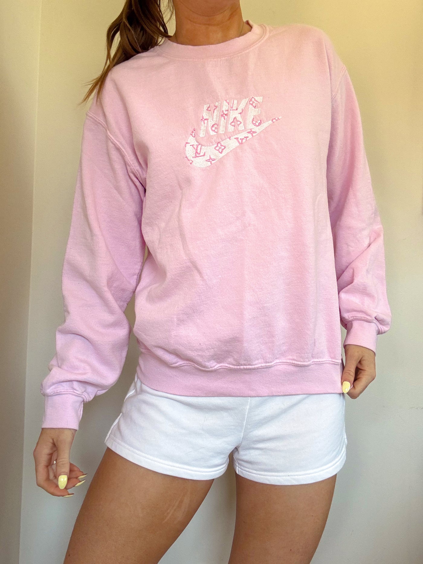 Nike LV inspired bubblegum pink crewneck