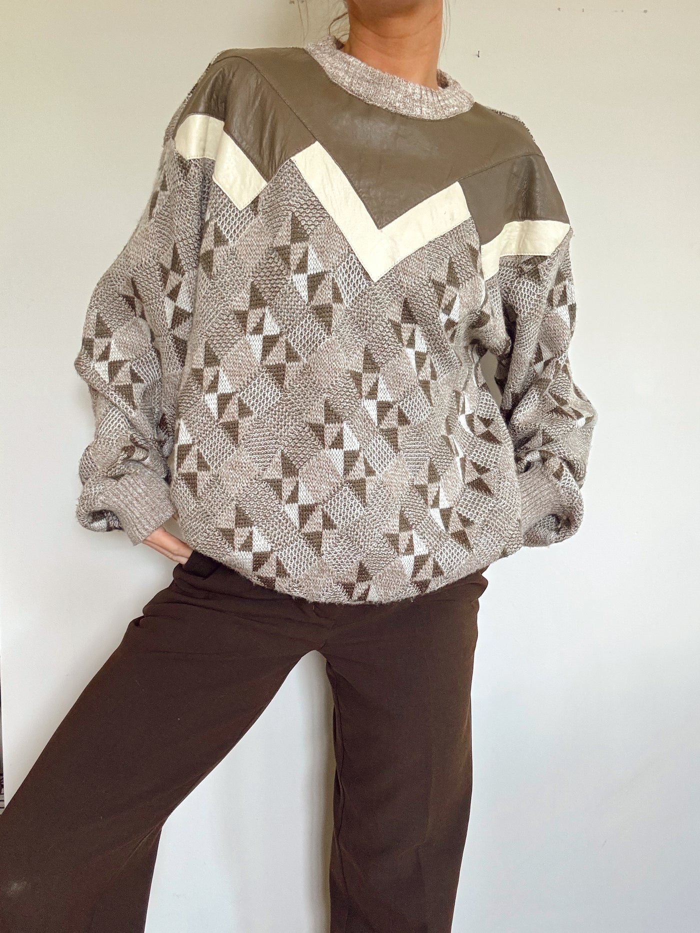 Chestnut & pine neutral knit sweater