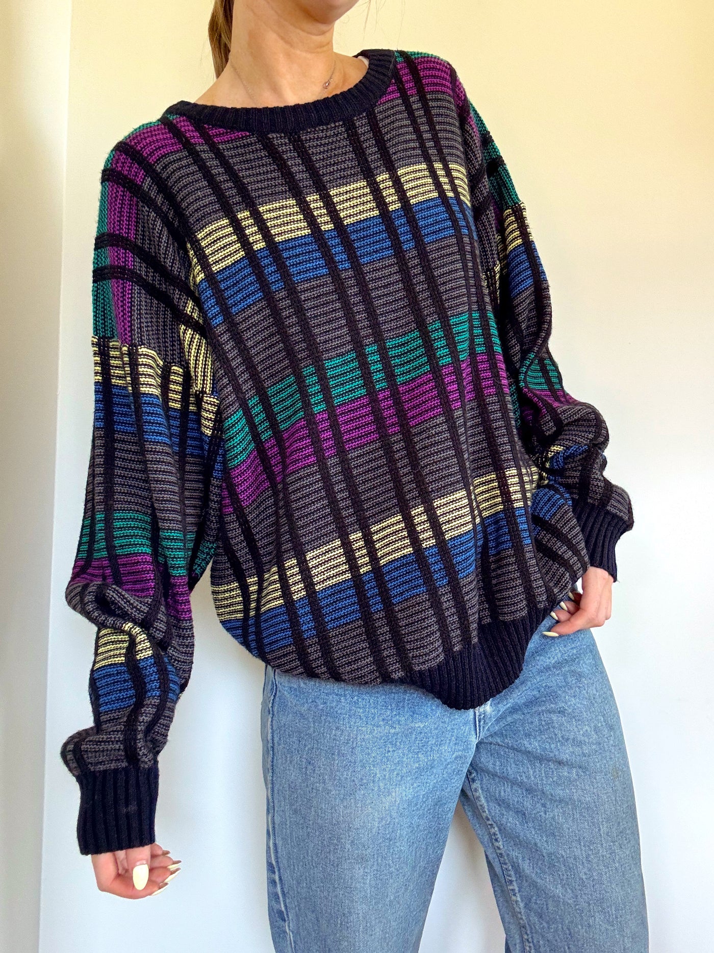 Vintage rainbow trout knit sweater
