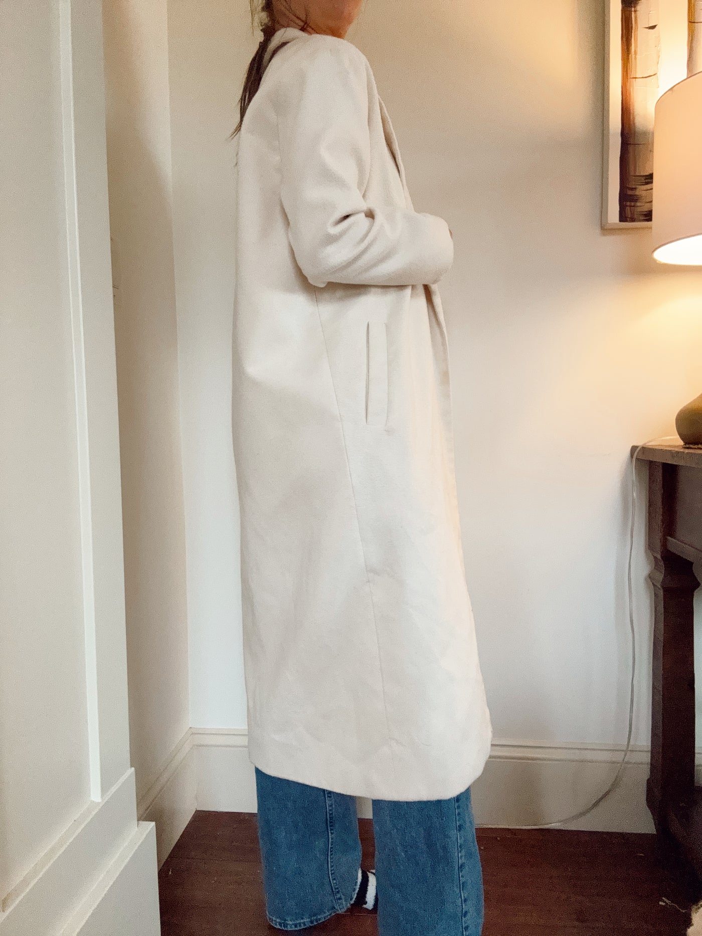 Neutral white Snow drift pea coat
