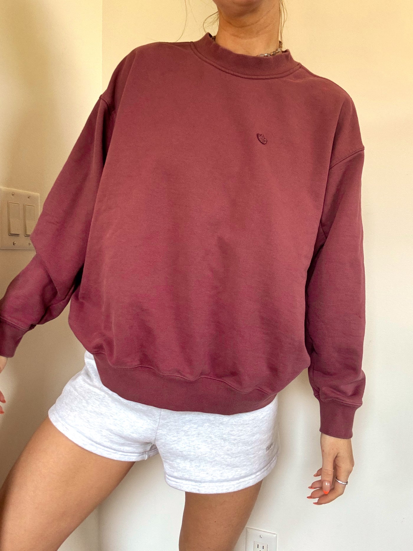 Toasted cranberry Adidas crewneck