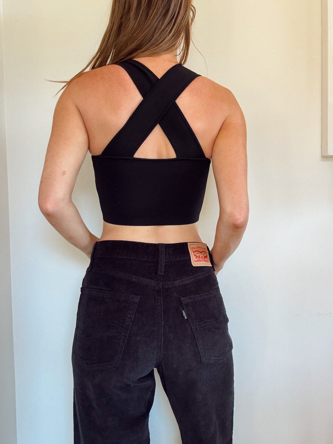 Aritzia black cross cross tank top