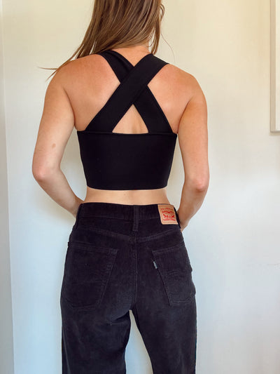Aritzia black cross cross tank top