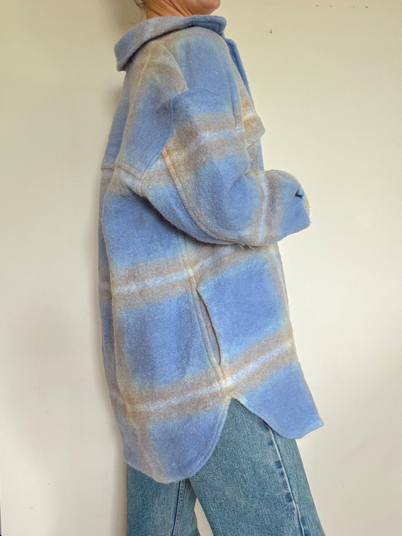 Aritzia Wilfred frosted berry blue gana shirt jacket