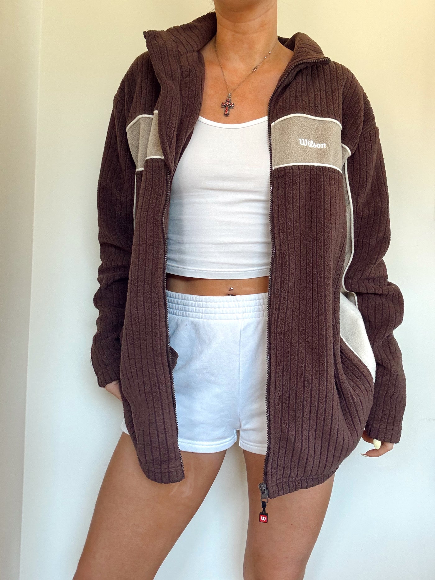 Vintage two tone neutral Wilson fleece zip up