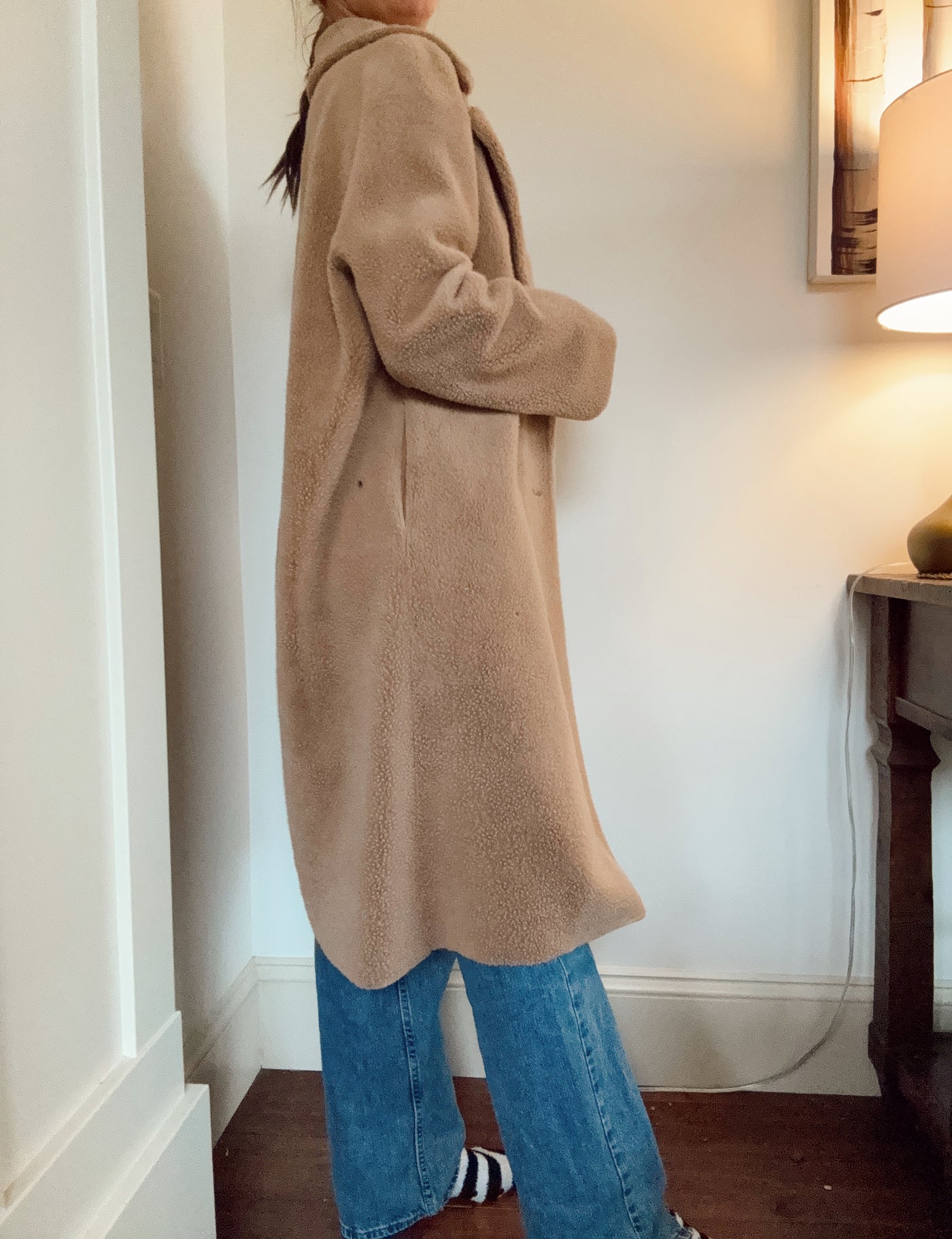 Zara neutral brown faux fur peacoat