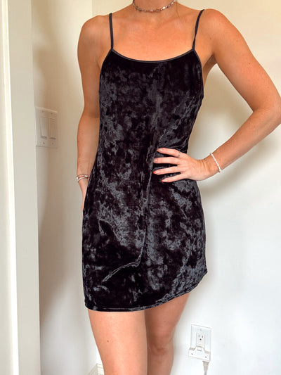 Black moonlit slip dress