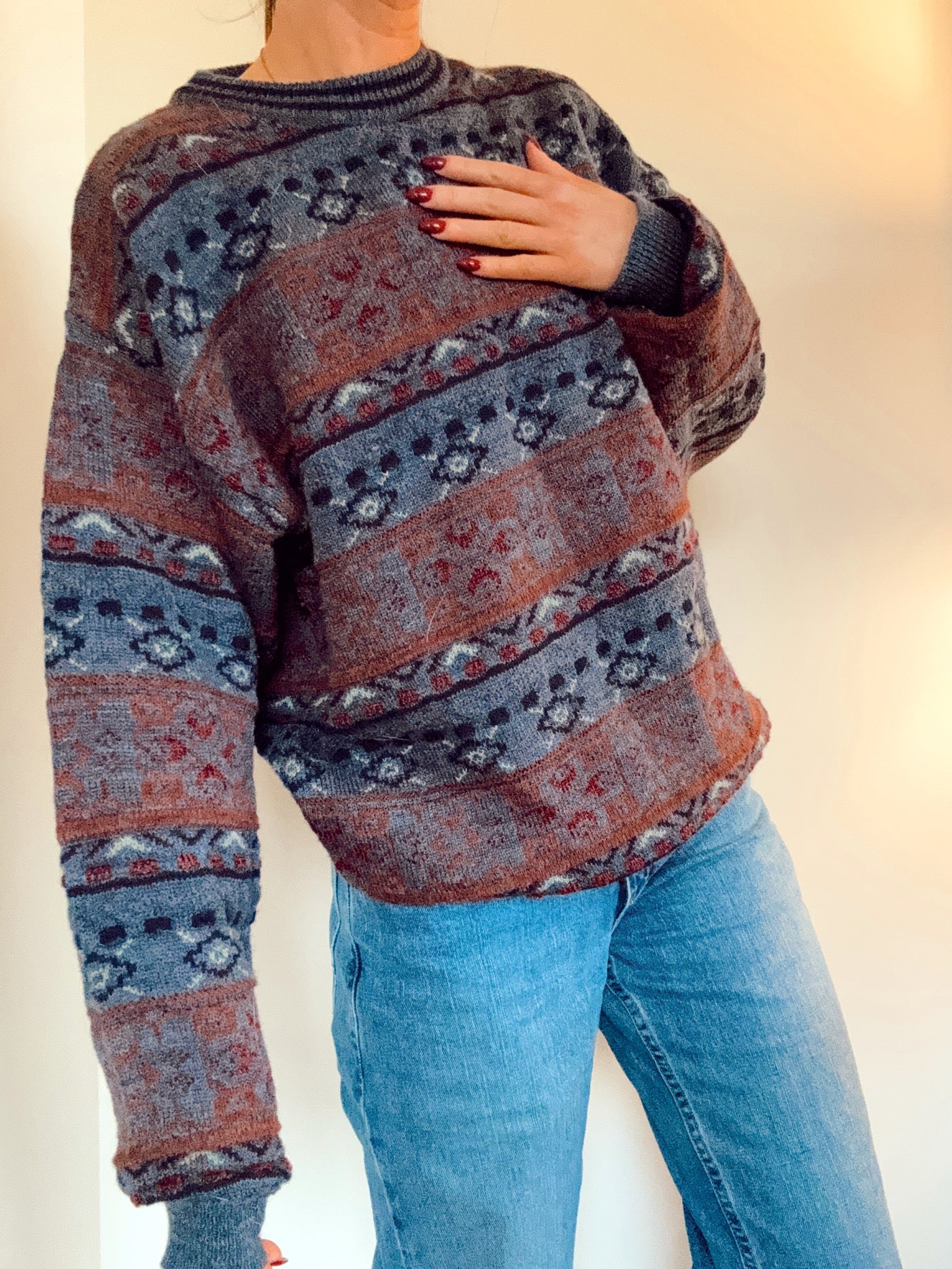 Vintage autumn sky knit sweater