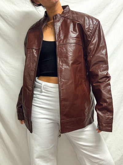 Vintage brown truck leather jacket