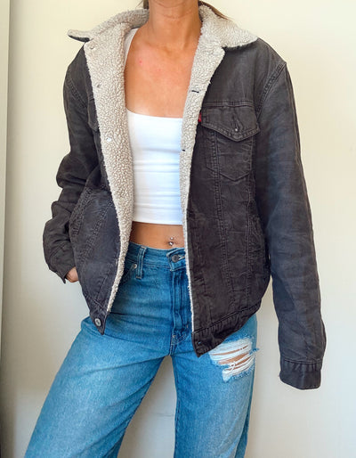 Levi’s corduroy grey Sherpa lined jacket