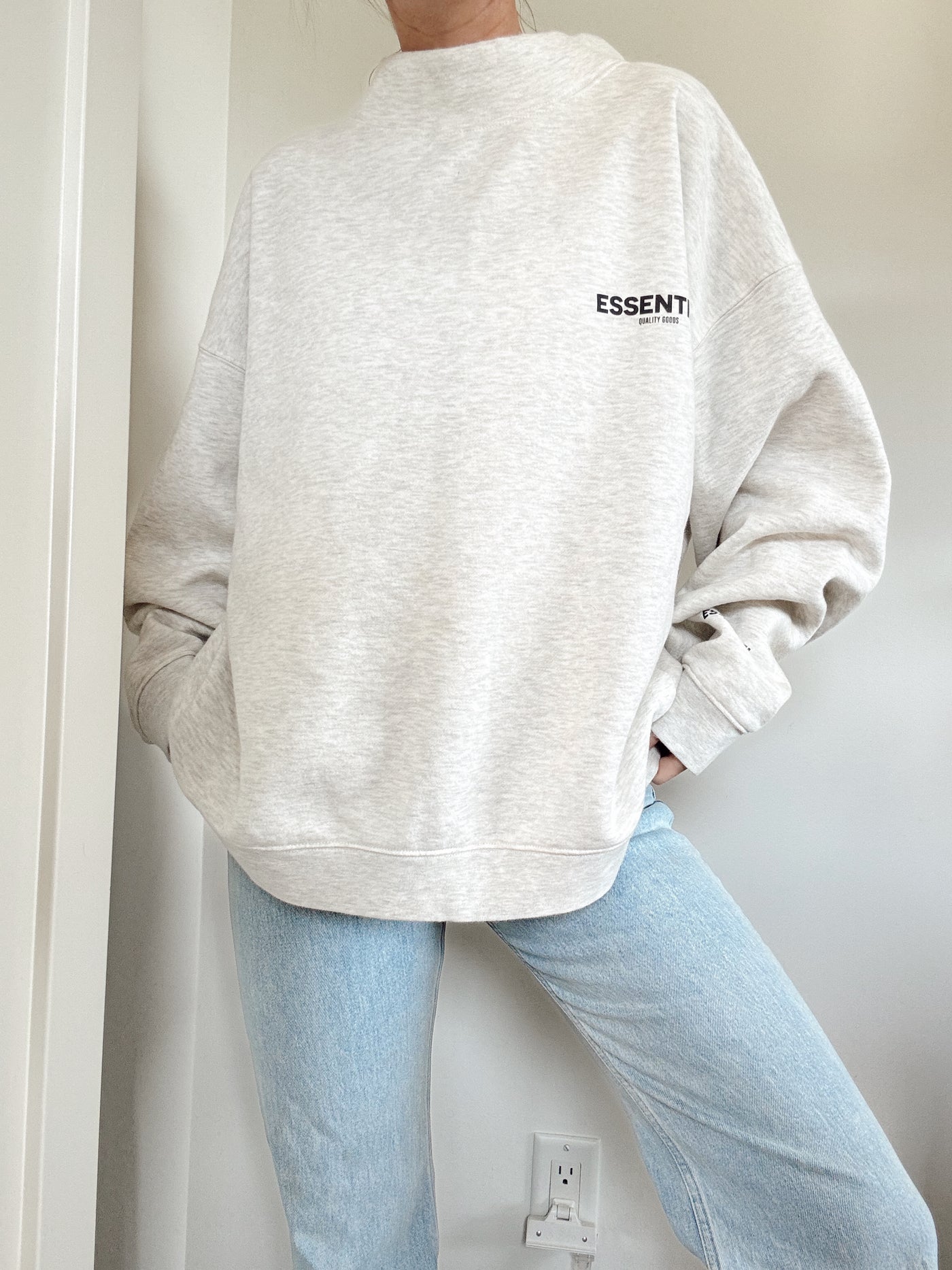 Essentials dupe grey crewneck