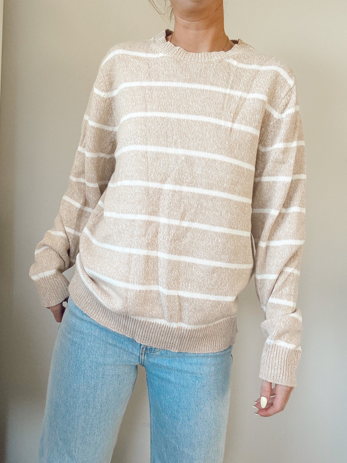 Sandstone striped knit sweater