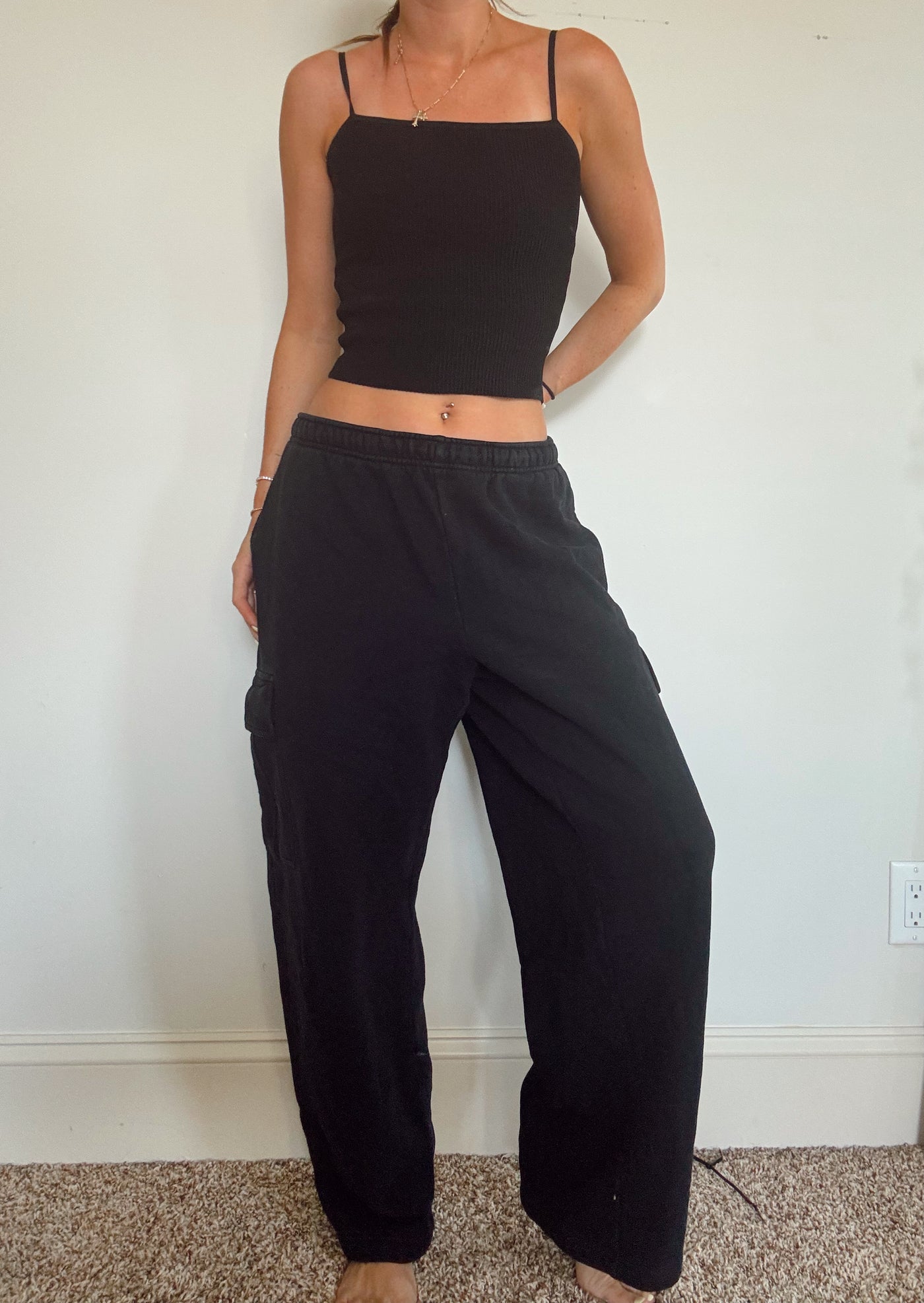 TNA black Aritzia cargo sweatpants