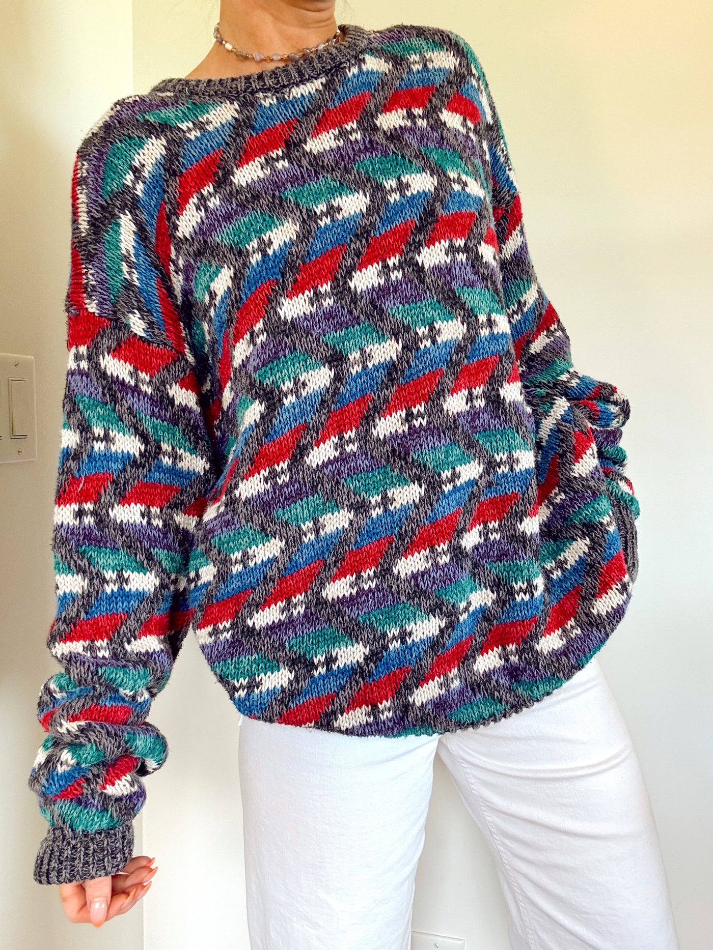 Vintage Autumn Mosaic knit sweater