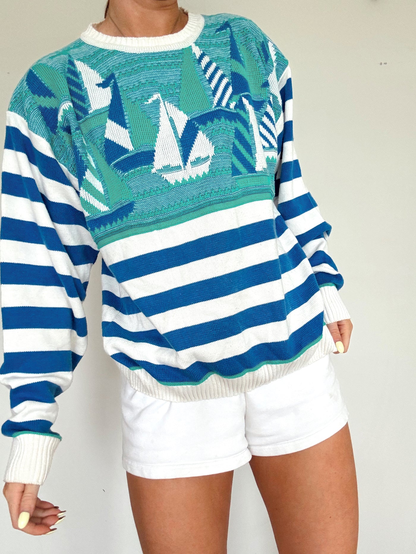 Michigan lake sailboat knit sweater