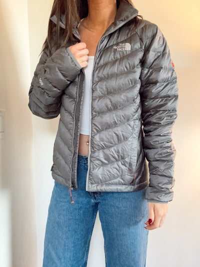Grey North Face 800 down-fill puffer jacket