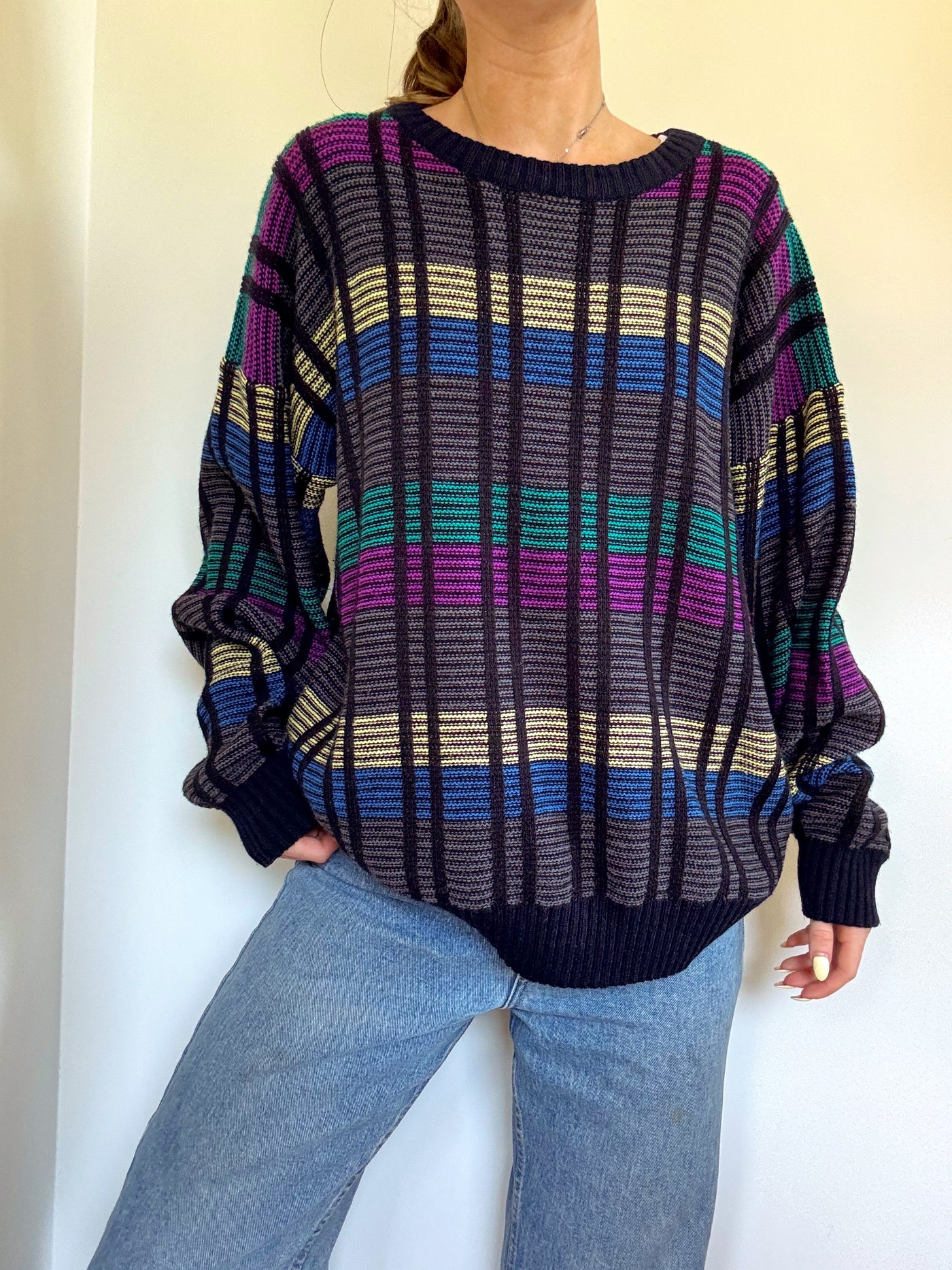 Vintage rainbow trout knit sweater