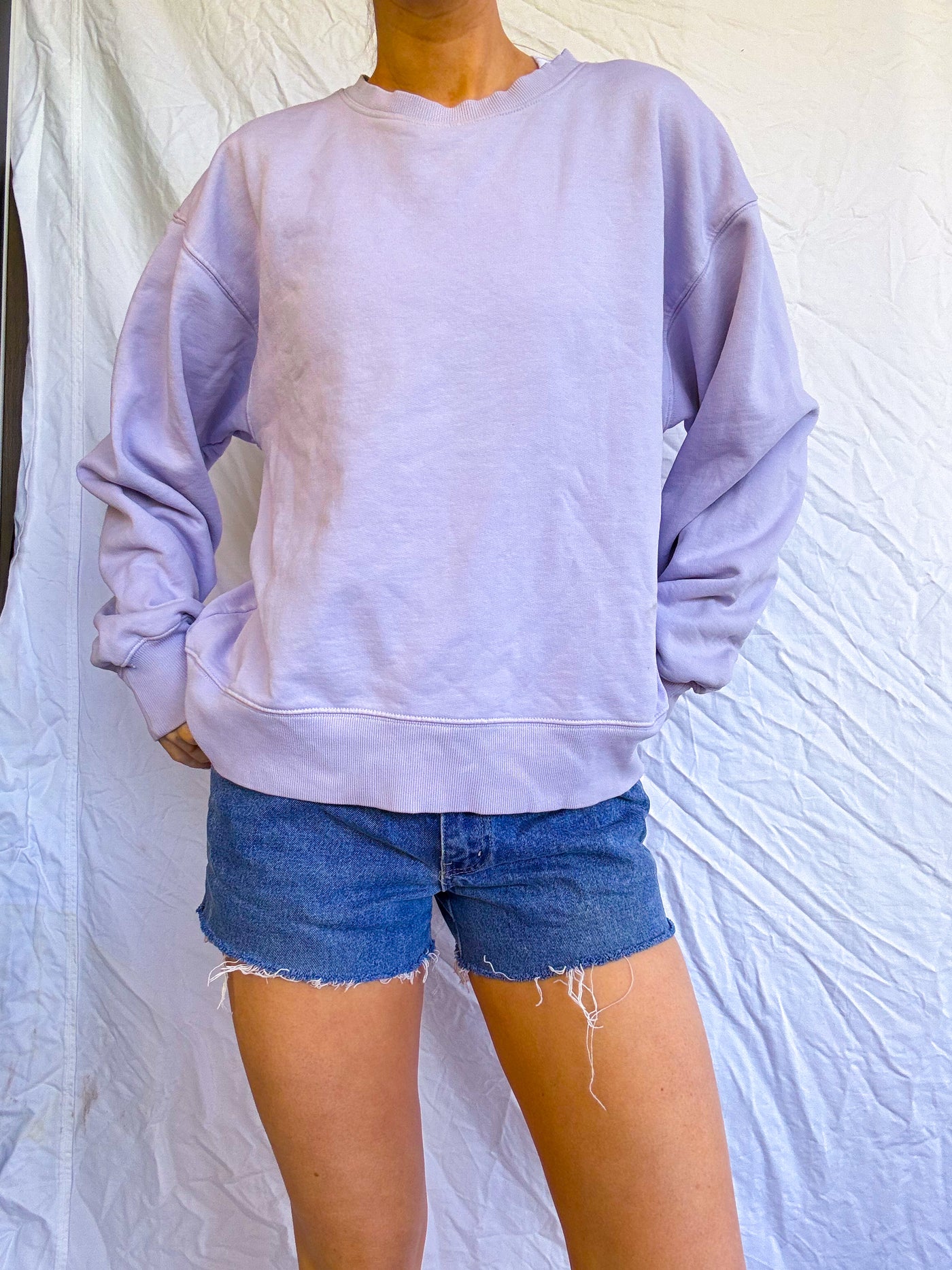 TNA Aritzia lavender cozy fleece crewneck