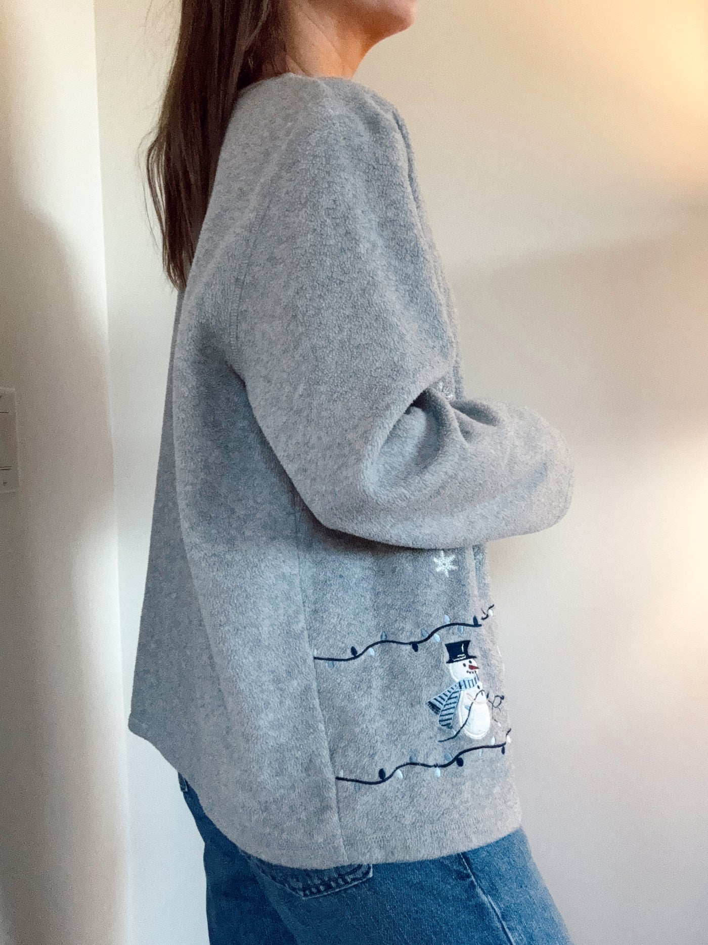 Vintage winter wonderland wool zip up fleece