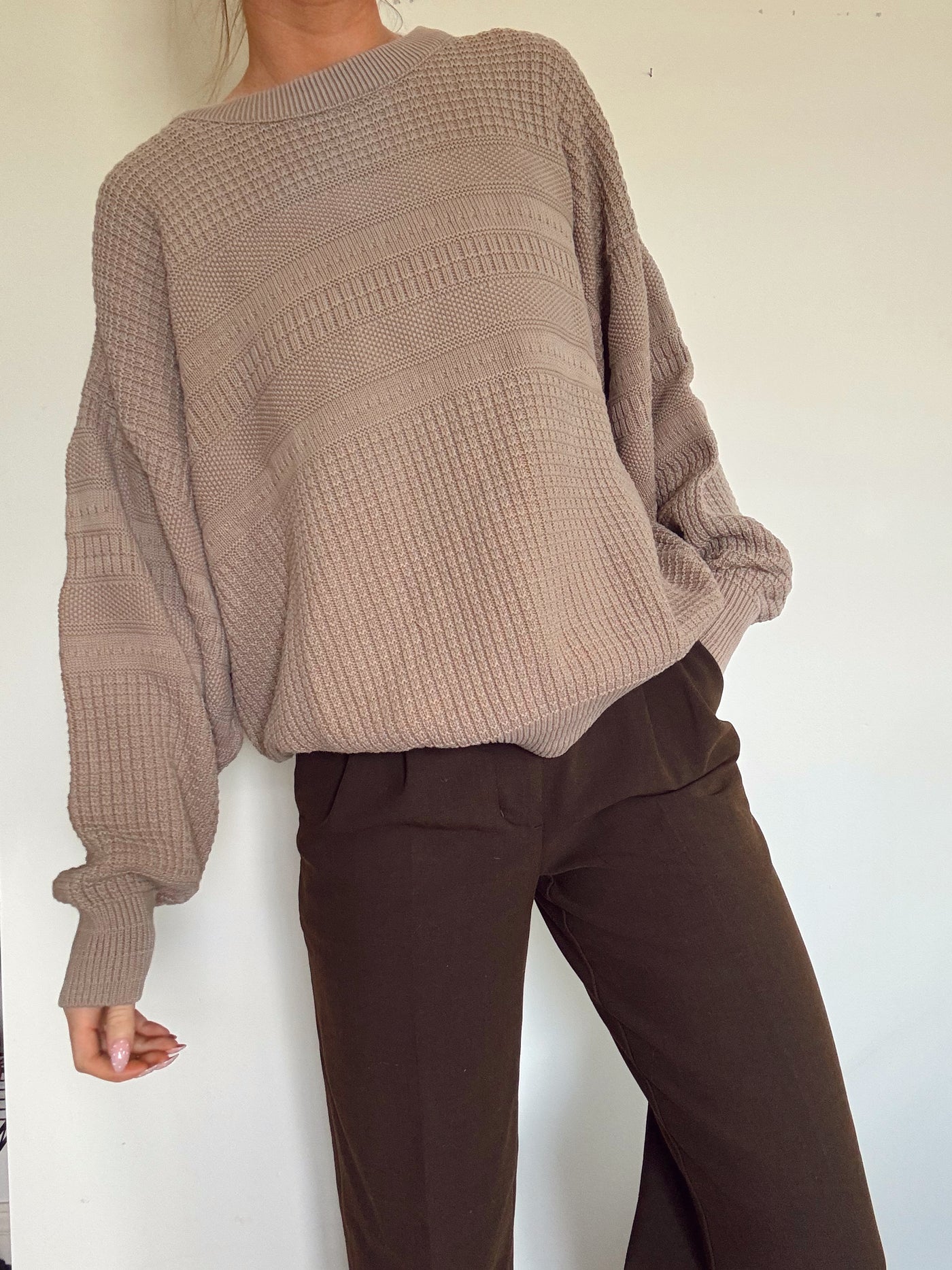 Vintage neutral Walnut cream knit sweater