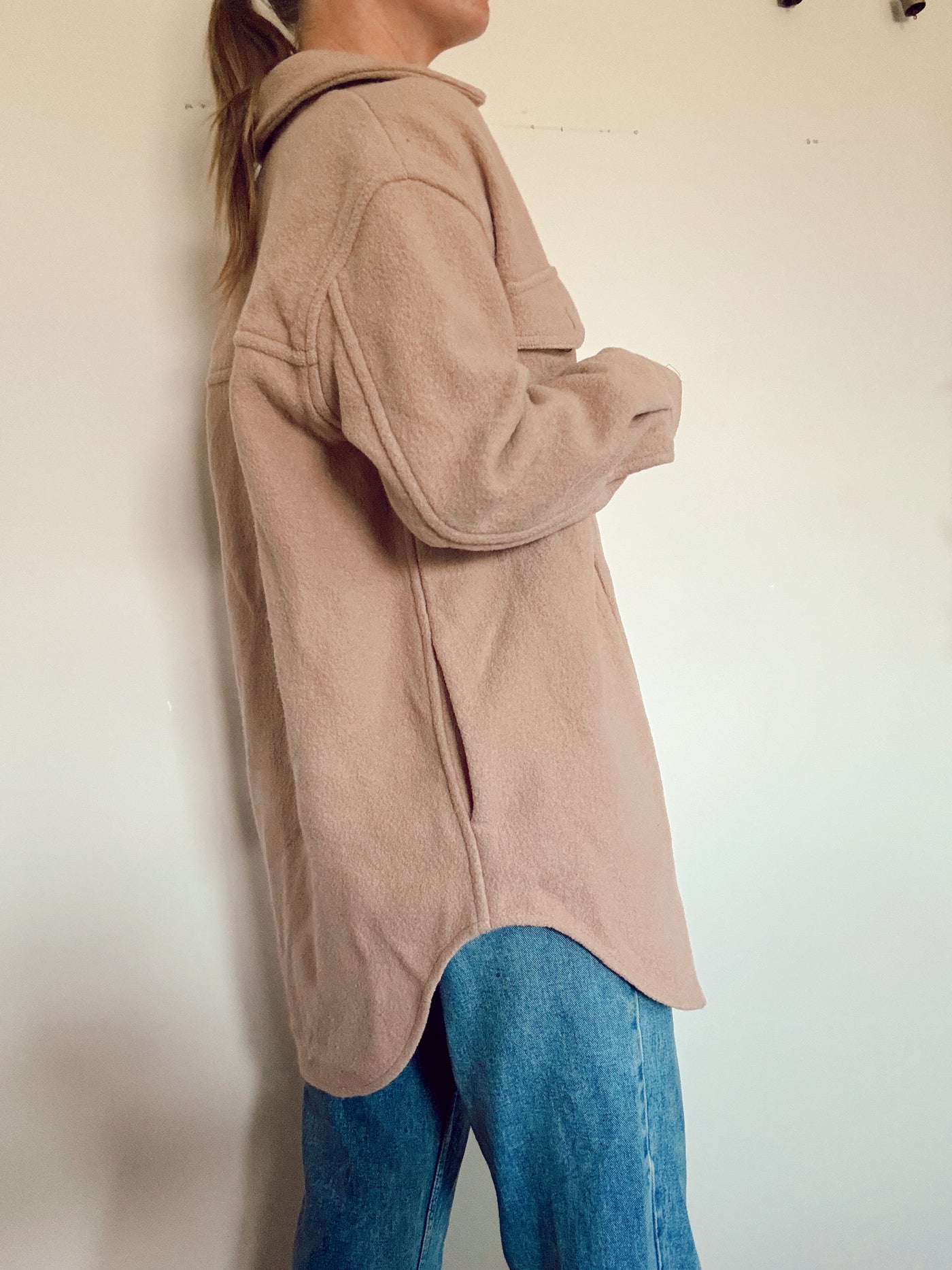 Wilfred free light brown neutral Ganna shirt jacket