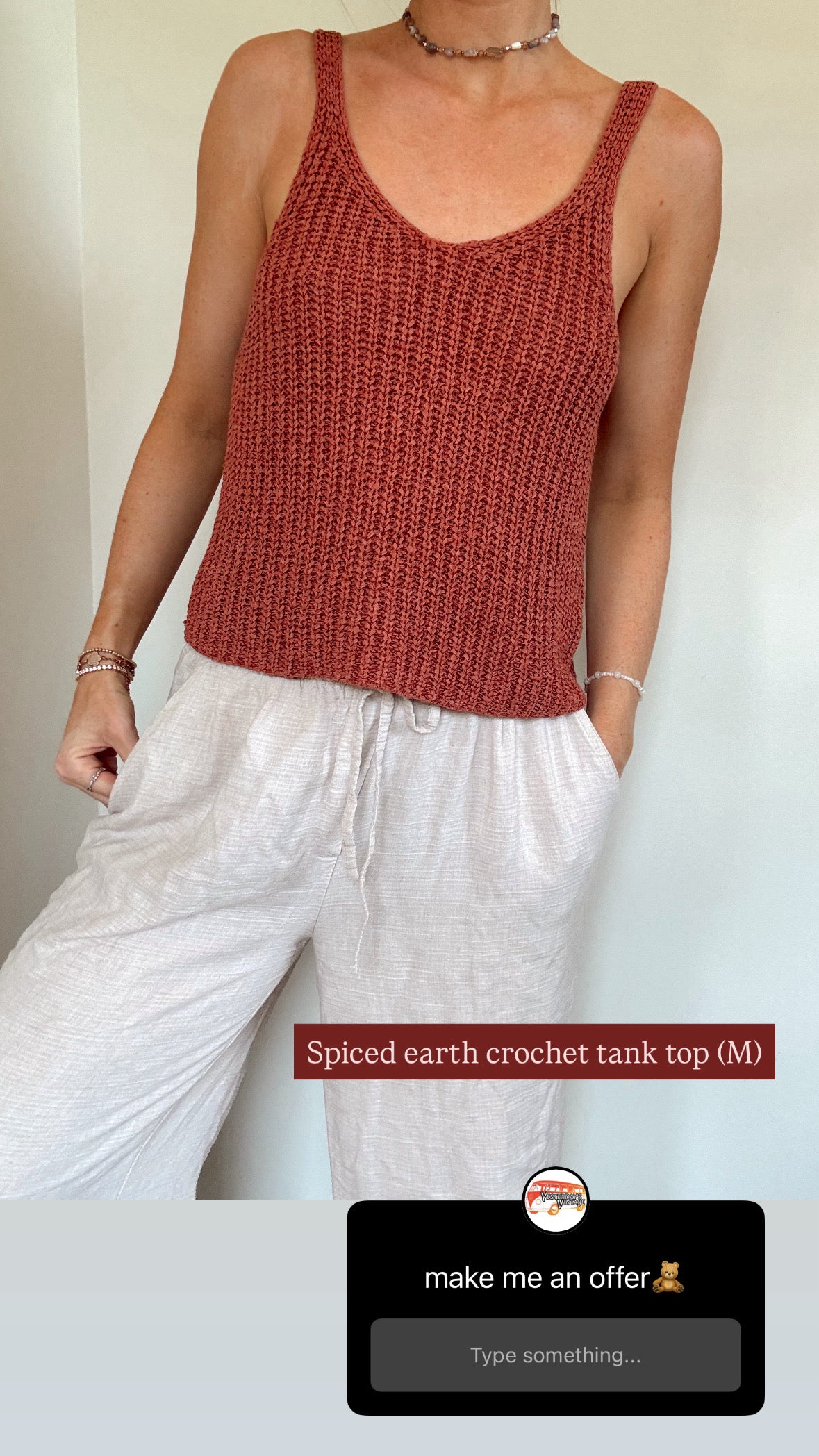 spiced earth crochet tank top