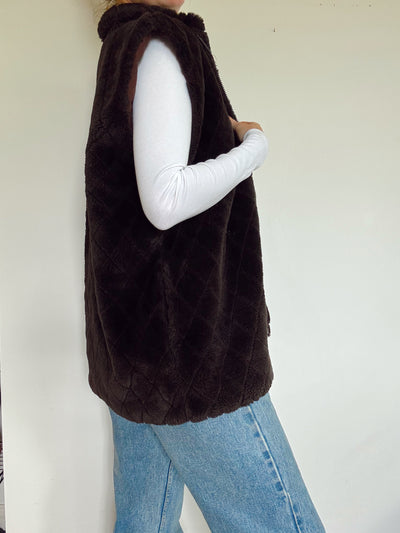 Vintage Maple bark fleece neutral fuzzy vest