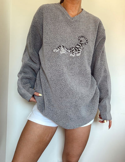 Vintage Disney fleece tigger grey crewneck