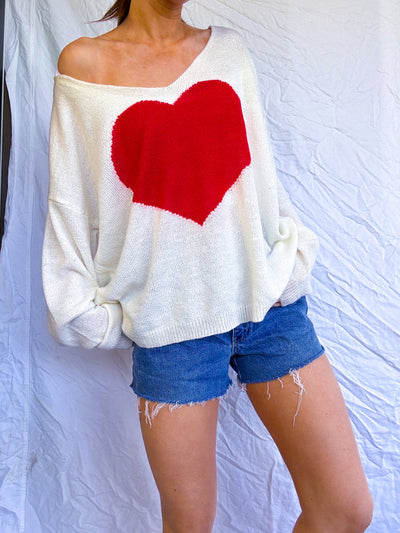 Cream lover girl knit sweater