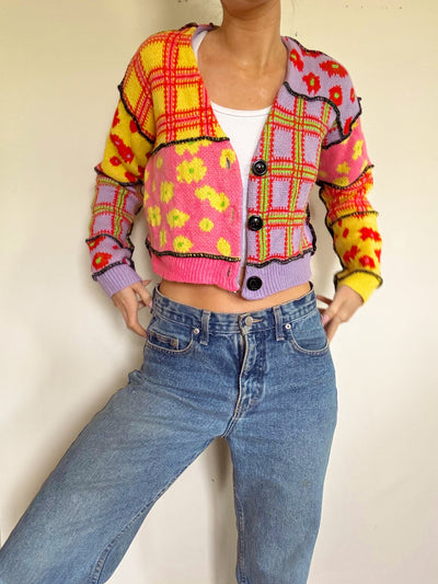 San Francisco patch work knit cardigan