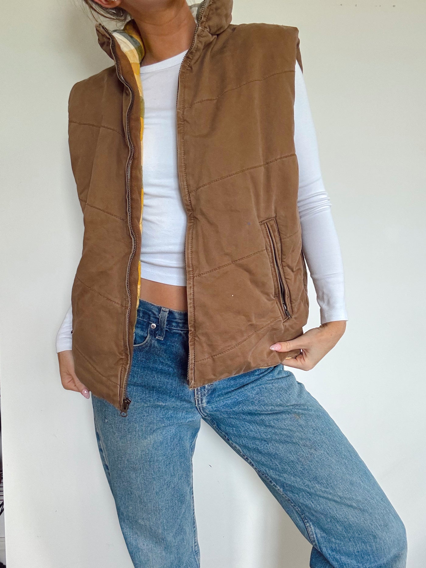 Golden chestnut pleated vest