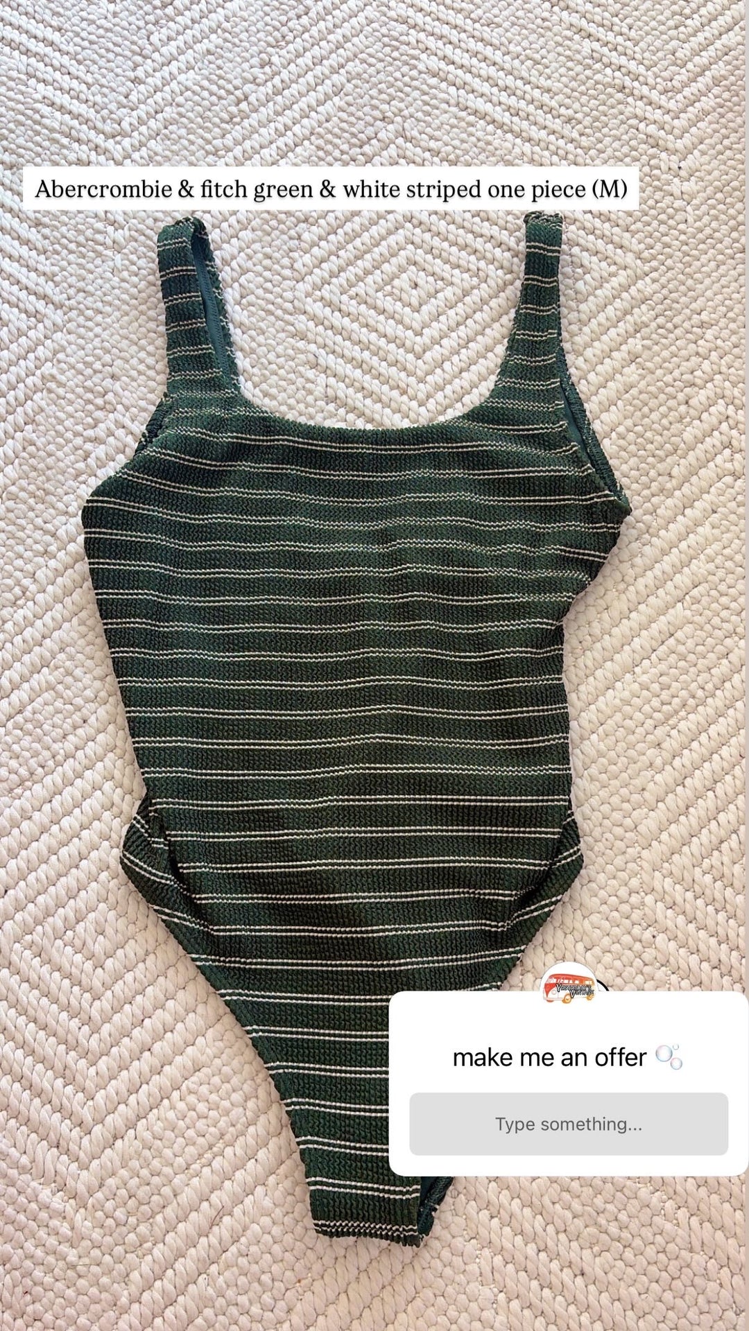 Abercrombie & fitch green & white striped one piece – Yesterday's